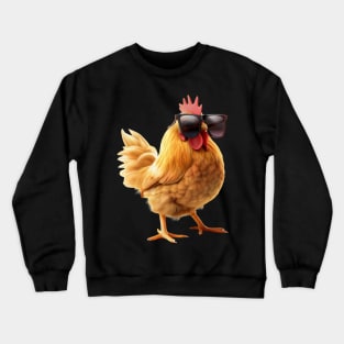 Funny chicken rooster wearing sunglasses Crewneck Sweatshirt